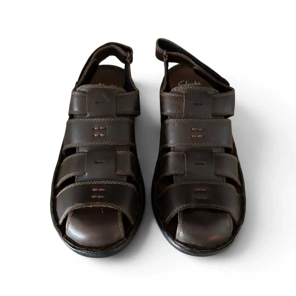 Clarks Swing Sky Mens 11M Brown Leather Fisherman Sandals Comfort 26068017